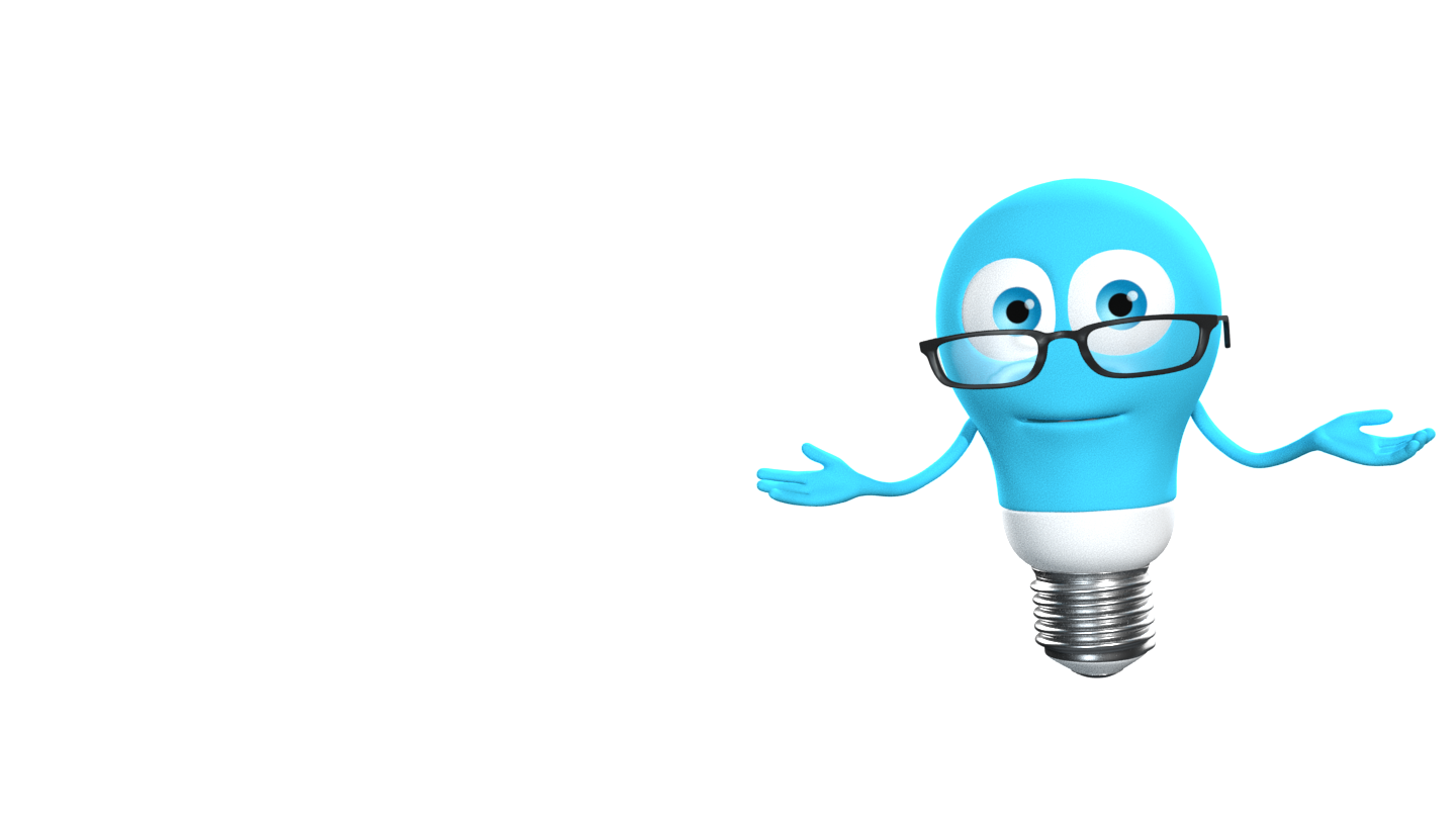 Mascotte ED-e, une ampoule avec des lunettes